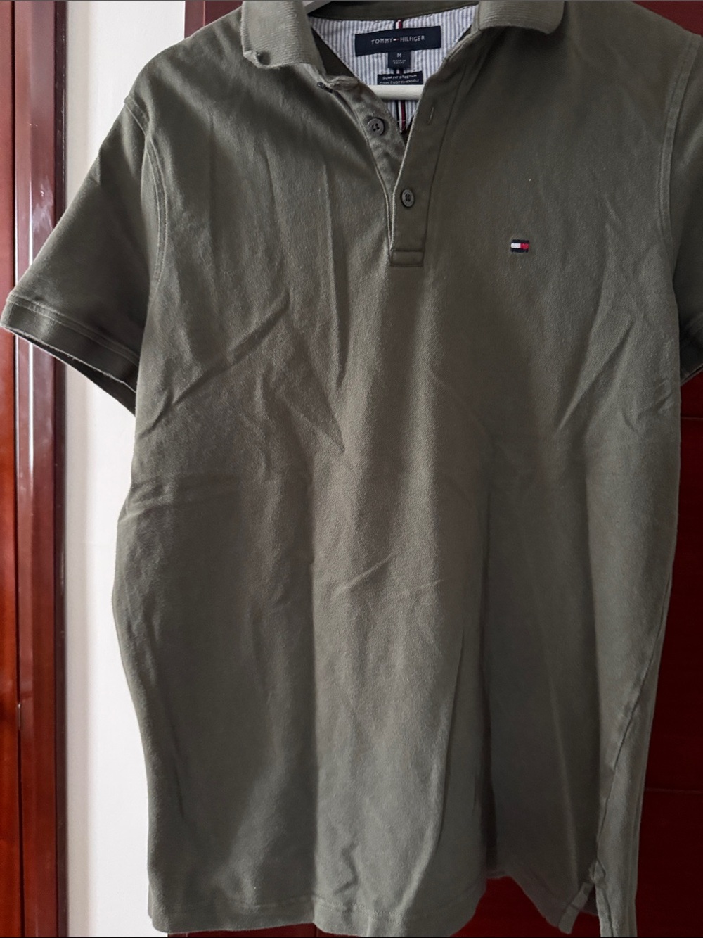 Tommy Hilfiger Olive Polo with Signature Flag Logo